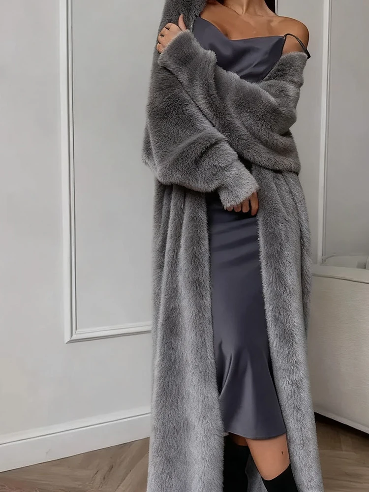 

Стильные шерстяные однотонные длинные кардиганы, осень-зима, новое меховое женское пальто для поездок на работу, темпераментное простое пальто с длинными рукавами