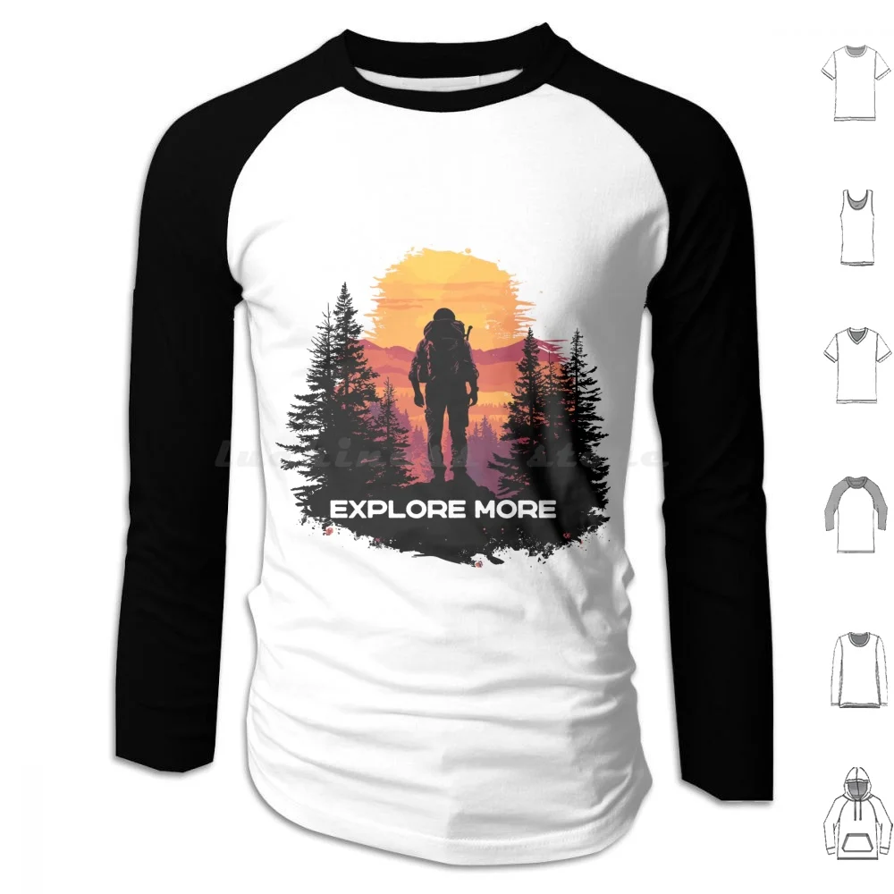 Explore More Hoodie cotton Long Sleeve Hiking Camping Outdoors Gorp