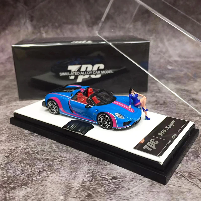 TPC 1:64 Model Car  918 Spyder Alloy Die-Cast Running Sport Vehicle Blue Figure Version