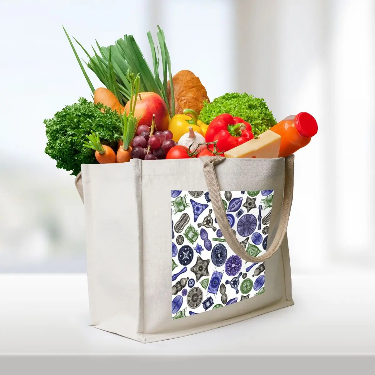 Ernst Haeckel Teal Diatoms Tossed in Cool Tones Tote Bag Shopping bags Beach bag cloth bag woman hand bags