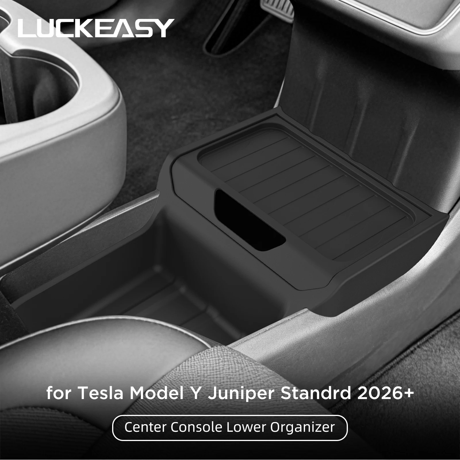 LUCKEASY for Tesla Model Y Juniper Standard RWD 2026 Center Console Lower Storage Box Car Accessories Organizer Storage Case