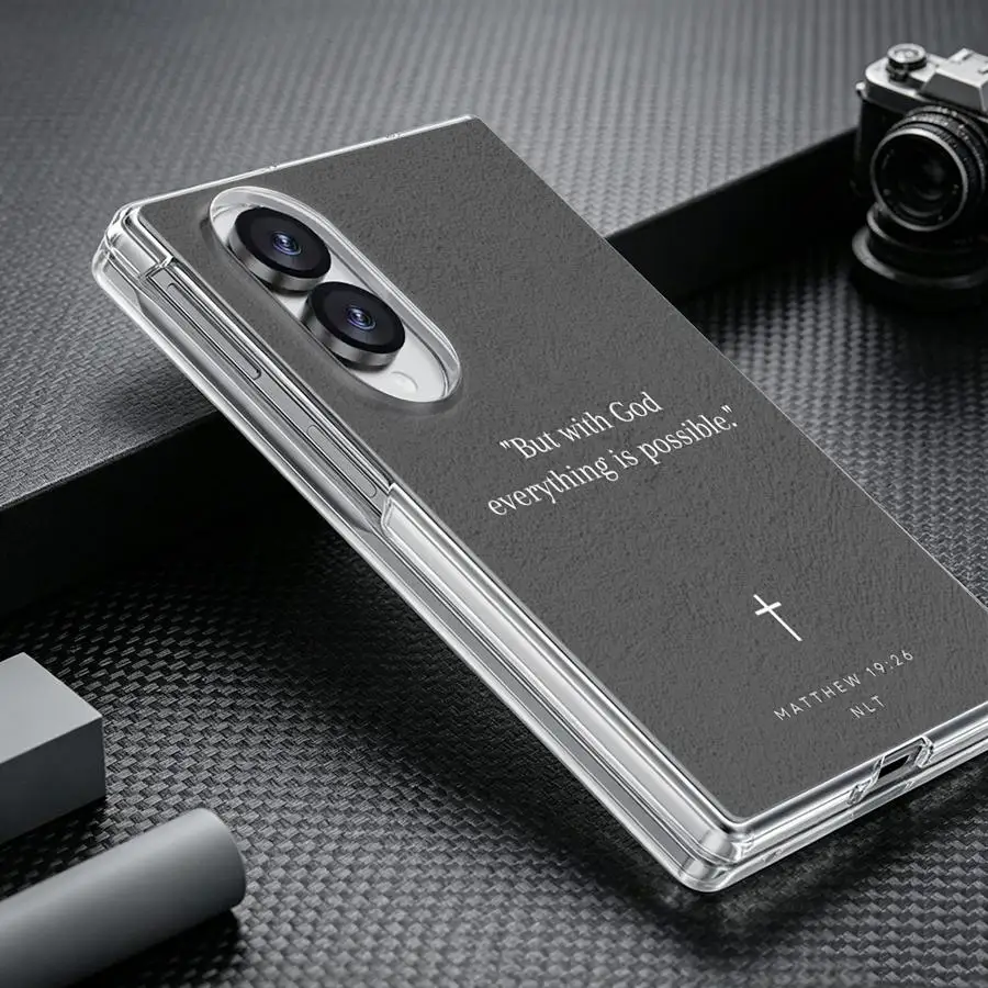 Case for Samsung Galaxy Z Fold 8 ZFold 8 PC Hard Luxury ZFold8 Transparent Phone Cover Dark Bible