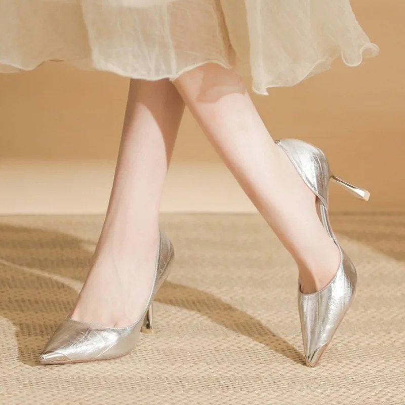 

Pointed High-heeled Shoes for Women Summer Stiletto Sandals 2026 Sexy Slim Heel Suitable for Banquet Dresses Pump