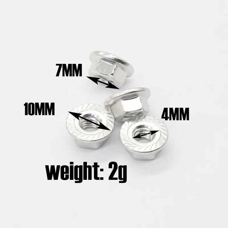 Aluminum Alloy Flange Lock Nut M4 Anti-Loosening Serrated Nut for 1/10 RC Crawler Car Wheel Hub Fixing – Upgraded Hop-Up Parts