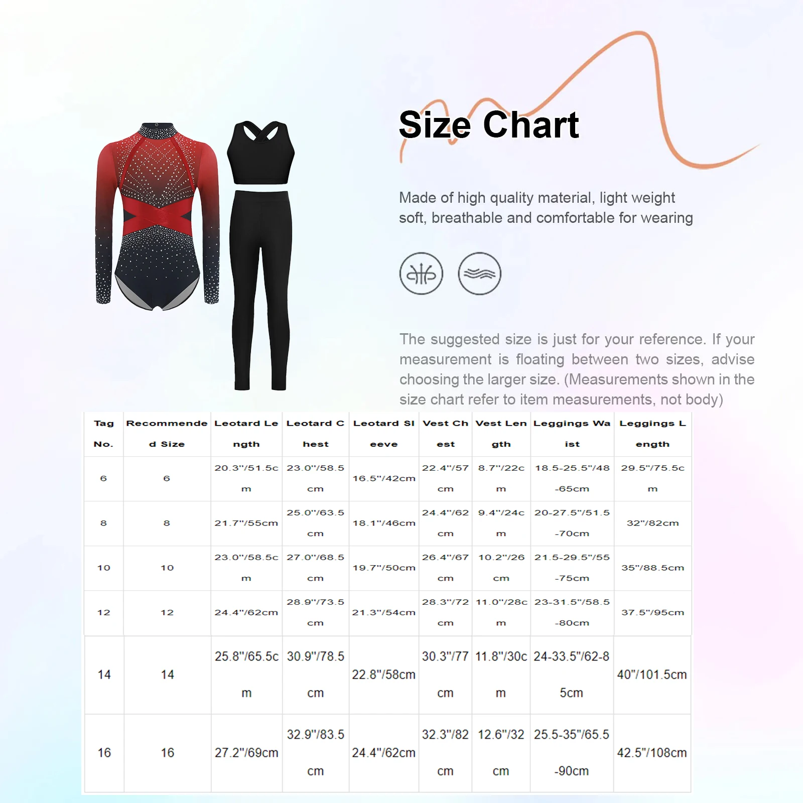 3개/세트 어린이 소녀 체조 피겨 스케이팅 댄스 의상 긴 소매 반짝이는 라인스톤 컬러 블록 레오타드+조끼 탑+레깅스