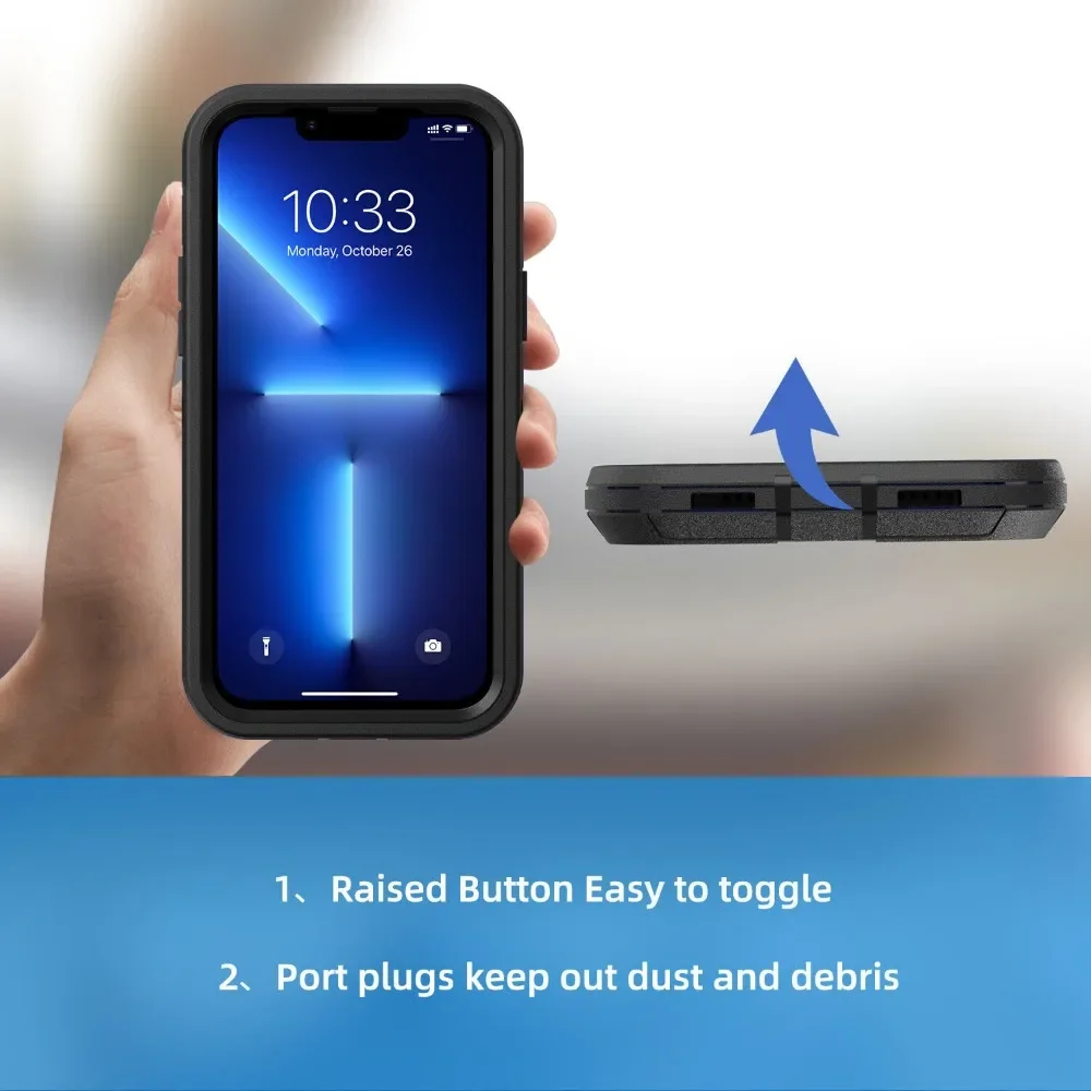 3-in-1 Armor OTT Hülle für iPhone 17 Pro Max, Air 16, 14, 13, 12, 11, 15 Pro Max – Robuste, stoßfeste PC+TPU Hülle mit Gürtelclip – Detail 7