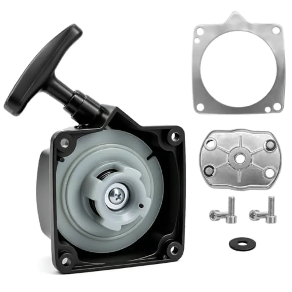 Recoil Starter And Drive Plate Replacement With Mounting Screws For 43cc-52cc Brushcutters Trimmers Hedge Trimmers Garden Tools