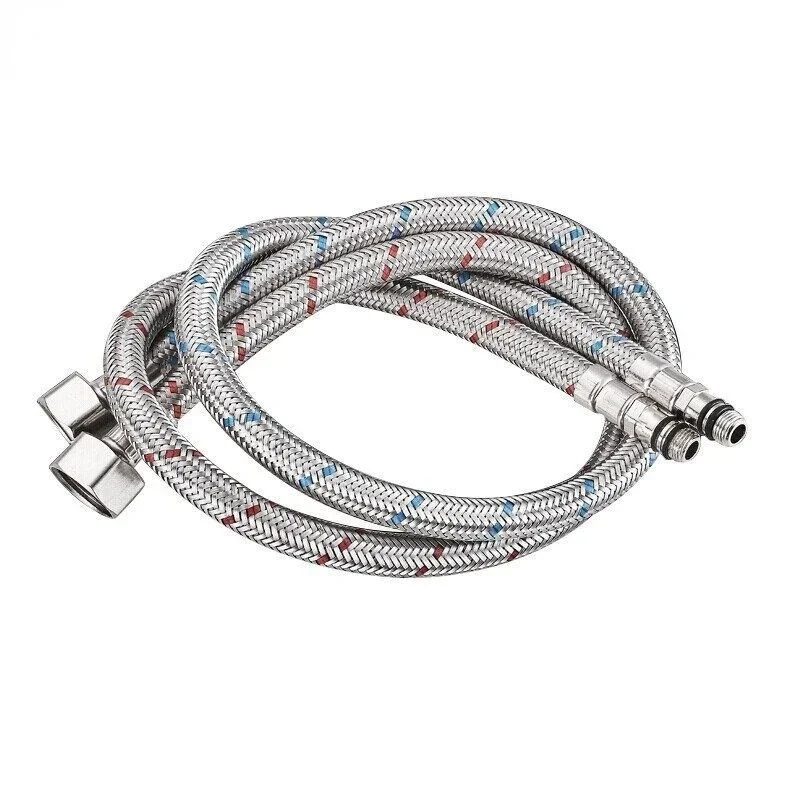 G1/2 G3/8 G9/16 60cm 1 Pair Stainless Steel Flexible Quality Water Inlet Hose Basin Hot and Cold Water Kitchen Sink Faucet Hoses