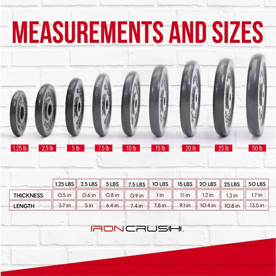 ألواح وزن من الحديد الزهر القياسية مقاس 1 بوصة مع لمسة نهائية متفوقة من هامرتون لتعزيز قبضة ومتانة متوفرة في را واسعة