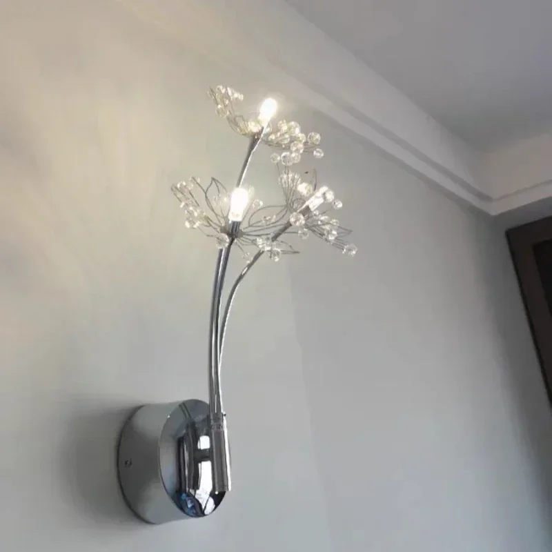 Imagem -05 - Criativo Cristal Dandelion Lâmpada de Parede Iluminação de Designer Italiano Decoração Led Iluminação Sala de Fundo Corredor Quarto Cabeceira Hotel