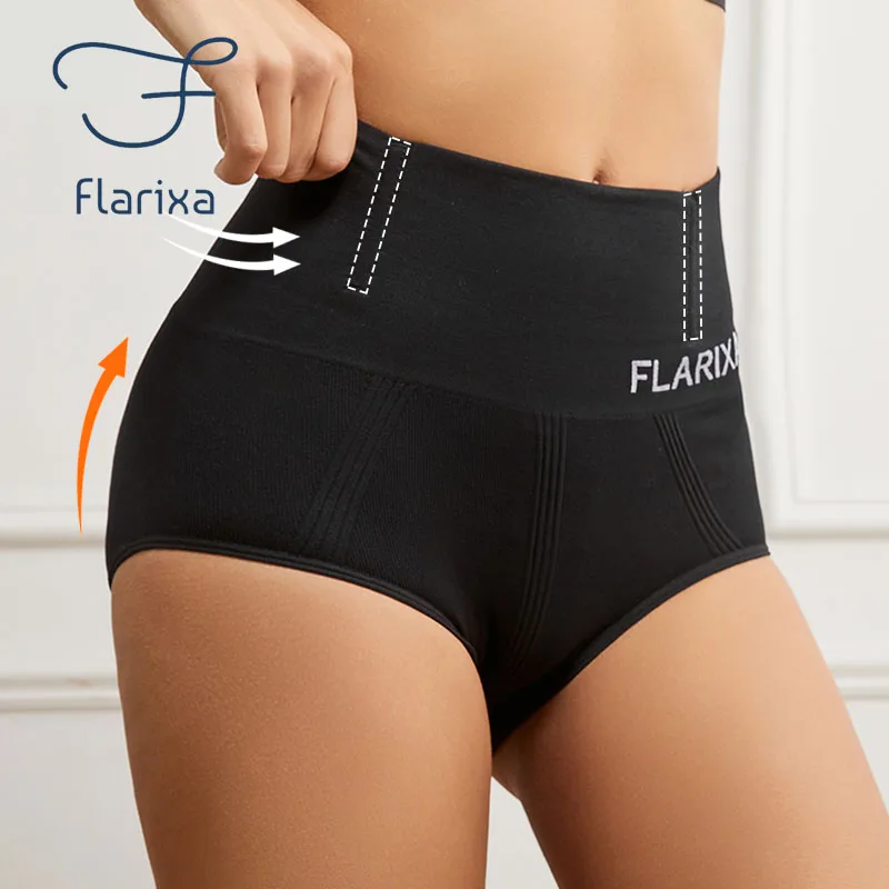 Flarixa High Waist Shaping Panties for Women Tummy Control Panty Postpartum Belly Slimming Underwear Seamless Briefs Body Shaper