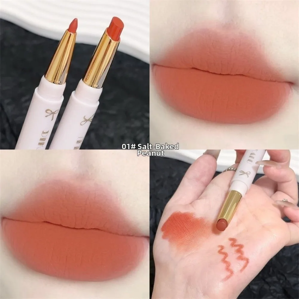 Nuevo Delineador de labios de doble punta, hidratante no transferible, lápiz labial mate de larga duración, lápiz labial mate suave resistente al agua