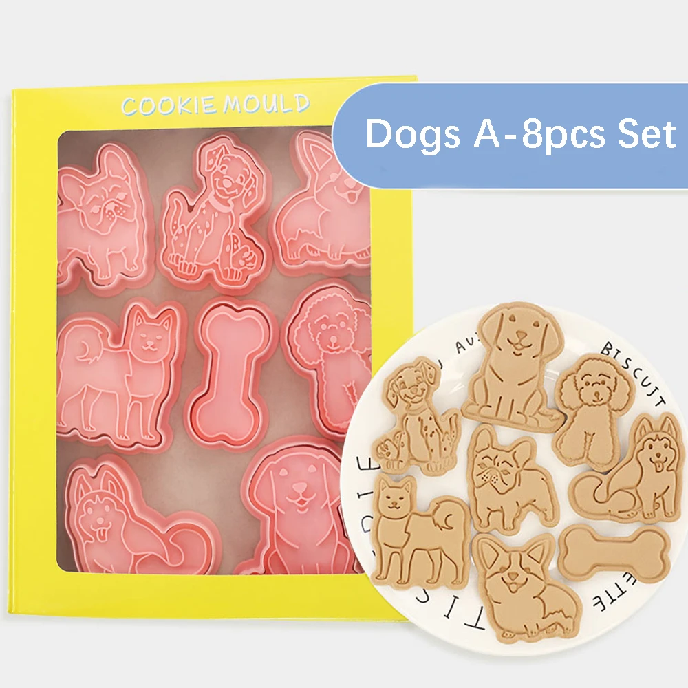8Pcs Dschungel Safari Cookie Cutter Keks Backform Dinosaurier Hund Katze Bär Foreset Tiere Backen Cookie Werkzeug Kind Geburtstag party – Detail 6