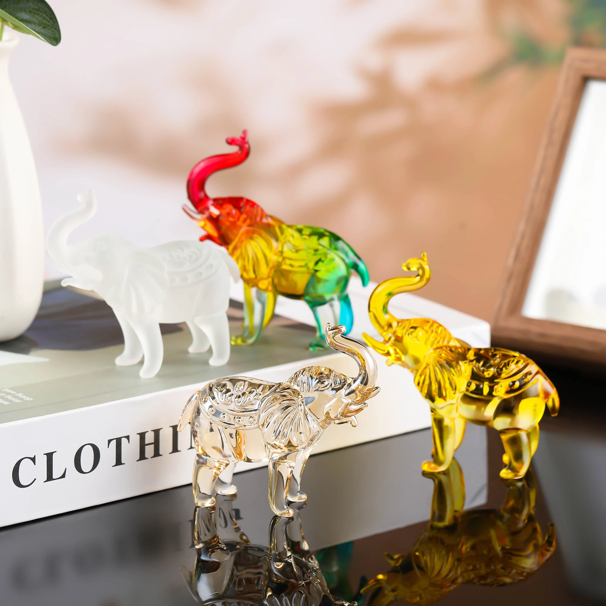 Crystal Elephant Ornaments Crystal Animal Elephant Figurines Home Decoration Sculptures Delicate Statue Desktop Holiday Gifts