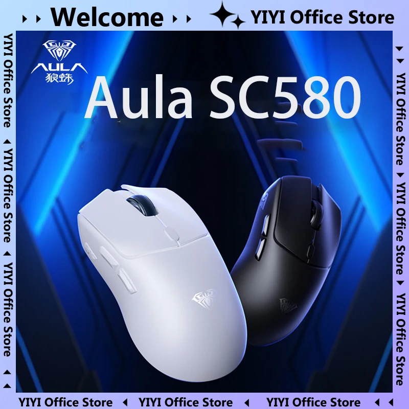 AULA SC580 Tri-mode Rechargeable Gaming Mouse 10000 DPI Ergonomic Lightweight Macro Programmable for E-Sports Office PC Gamer