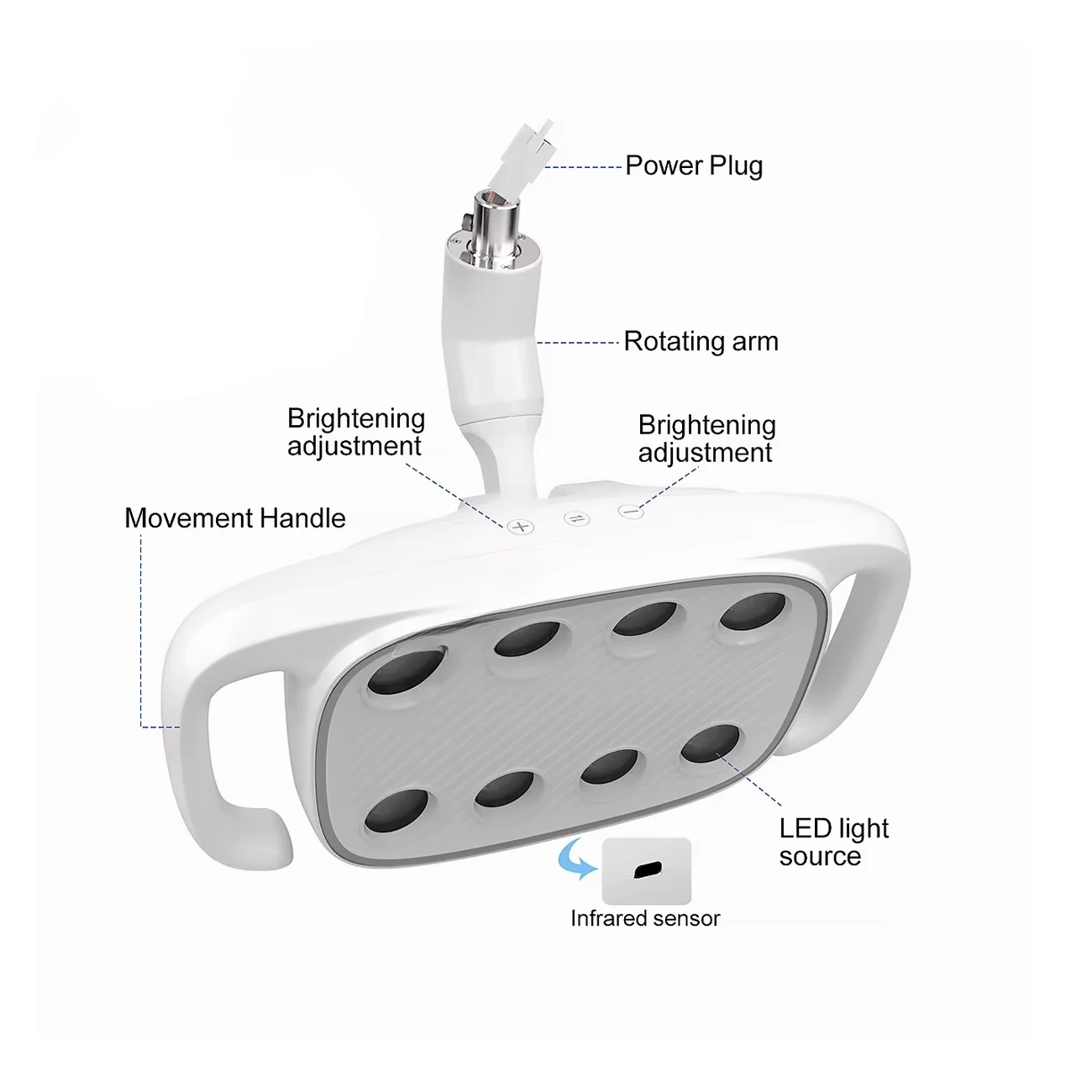 

Surgicl Light Dor Denal Surgicl Luxuy Shadowless Induction Lamp Electric 2 Colors Denal Oral LED Lamp for Denal Equipment