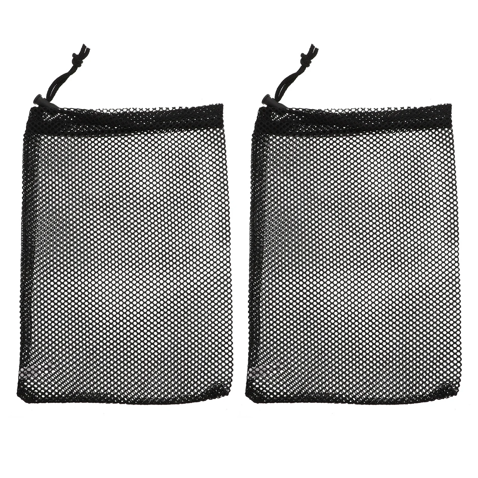 2Pcs Golfs Ball Storage Bag Black Portable Drawstring Mesh Pouch for Sports Supplies Balls Protection Travel Carrying Holder