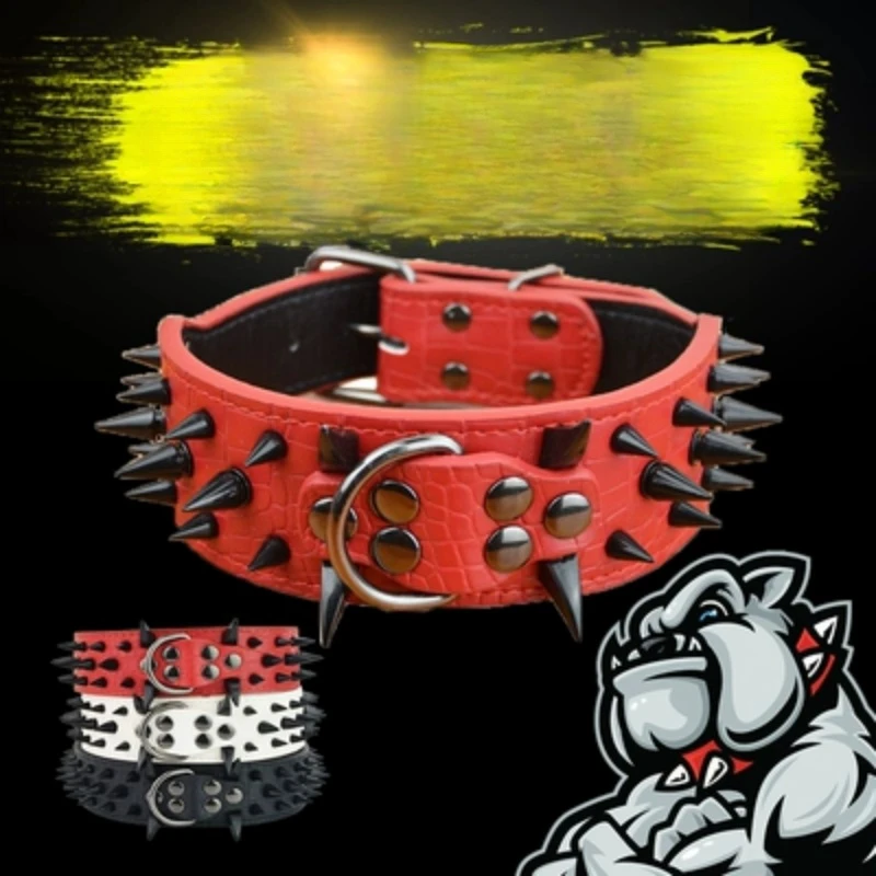 Dog Collar Anti Bite Rivet Large Dog Collar Bulldog Domineering Neck Collar Dog Anti Bite Bulldog Supplies Pet