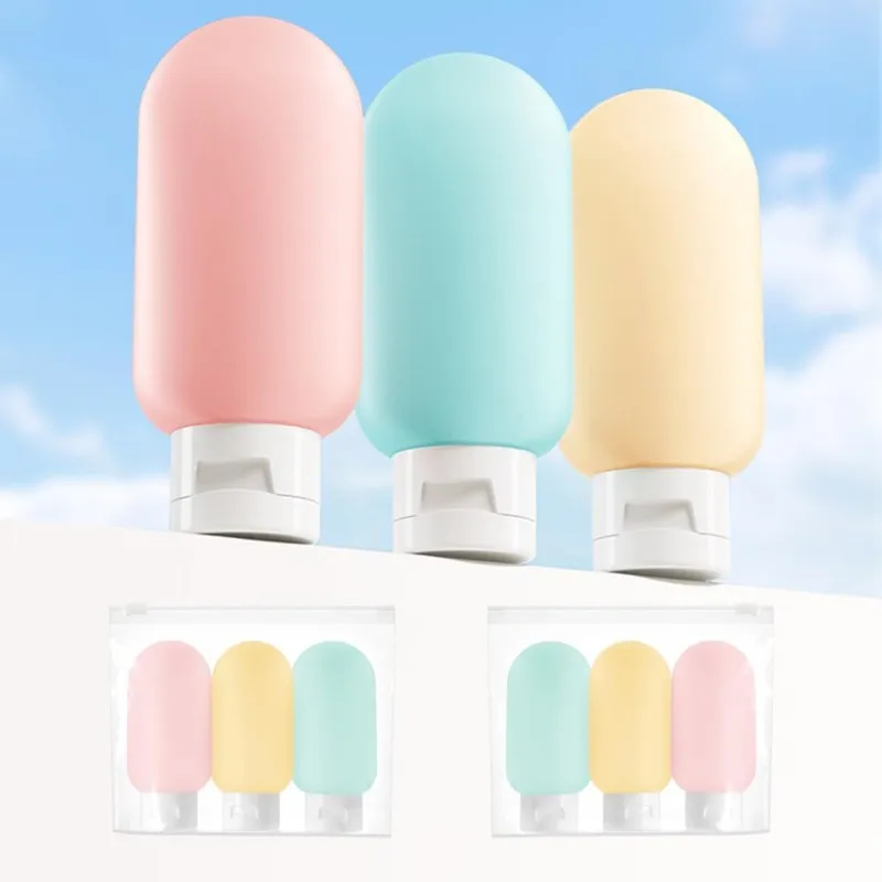 3-Piece Travel-Size Bottle Set for Toiletries Daily-Use Tube Squeeze Kit Portable Shampoo & Body Wash Flip-Top Travel Bottles