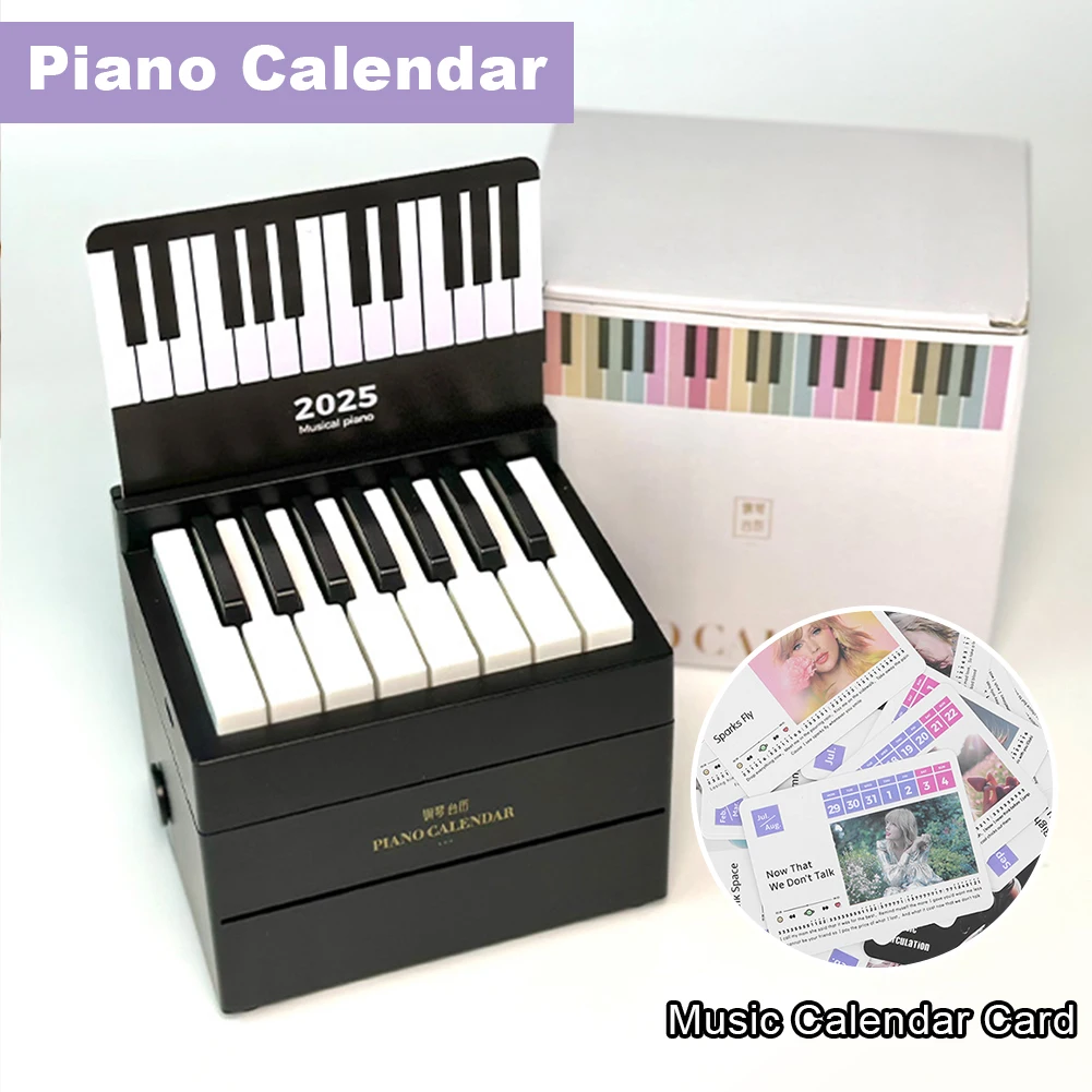 15 Keys Piano Desk Calendar 2025 Taylor Piano Calendar Playable Music Sheet Toy with 27 Music Calendar Cards 52 Songs for Fans