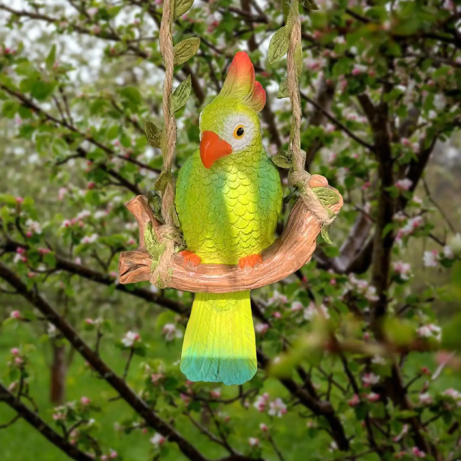 

Hanging Parrot Statue Decor Craft Micro Landscape Collectible Cute Parrot Figurine for Indoor Outdoor Tree Backyard Yard Lawn