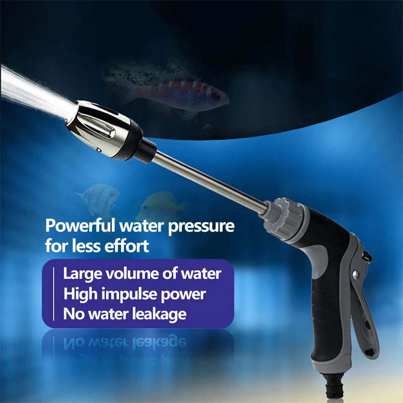 High-Pressure Car Wash Water Gun Household And Alloy Long Pole With Rubber Handle Watering Tools Metal Extension Wrapped