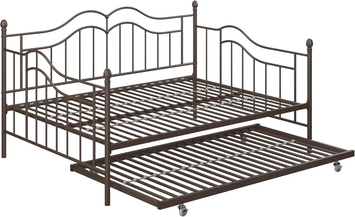 Daybed e trem com armação do metal, completamente sobre o tamanho gêmeo, bronze escovado