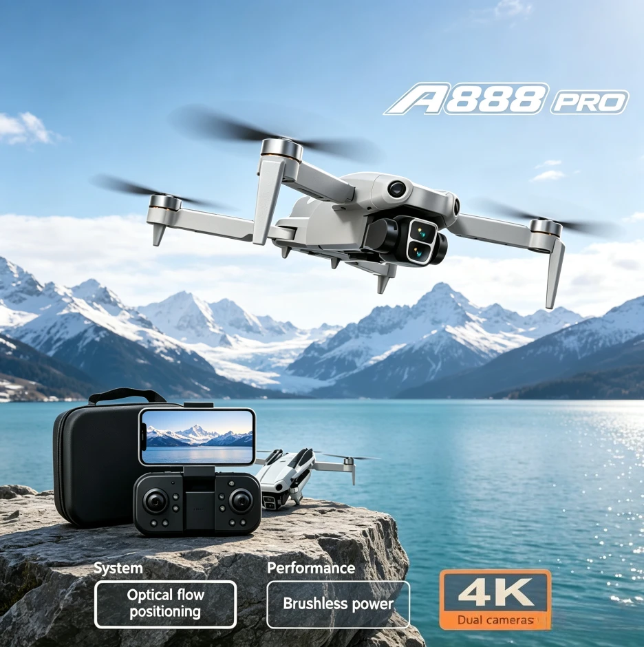 Original A888 Drone GPS RC Quadcopter 8K HD Camera Screen Remote Motor Intelligent Obstacle Avoidance Professional Aerial Drone