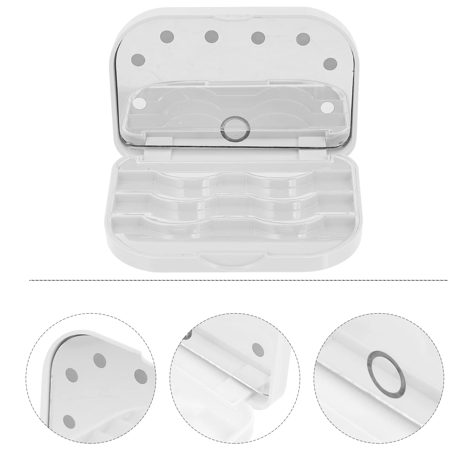 False Eyelash Case LED Light Eyelash Box Mirror Lash Case Portable Empty Organizer for Beauty Storage on-The-Go Replacement