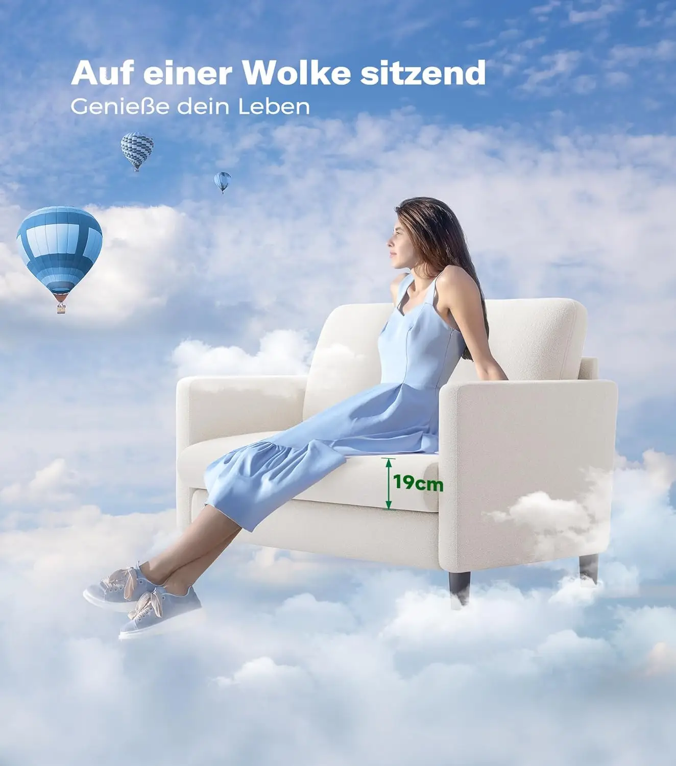 Sofa, 51-Zoll-Kleinsofa für Schlafzimmer, bequemer Teddy-Love-Sitz, werkzeuglose Sofas für Wohnzimmer, ganz aus Holz, kleine Co