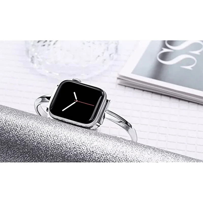 Luxury Watch Band for Apple Watch Series 8 7 41 45mm 6 Se 5 4 Women Diamond Steel Bracelet IWatch Ultra 49mm 44 40 42 38MM Strap