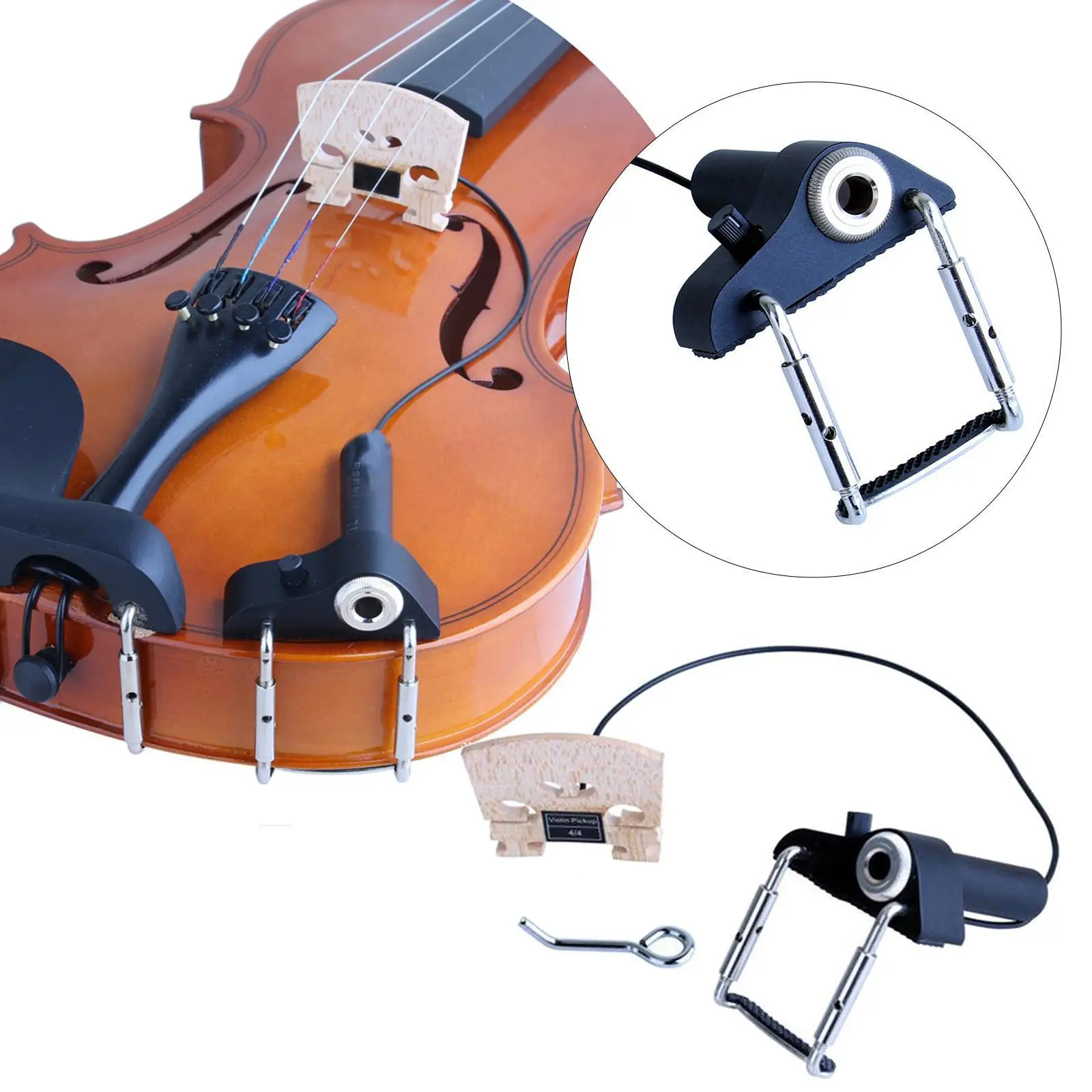 Piezo Violin Pickup Passive Microphone Sensor with Output Jack for Beginners and Professional Stage Show