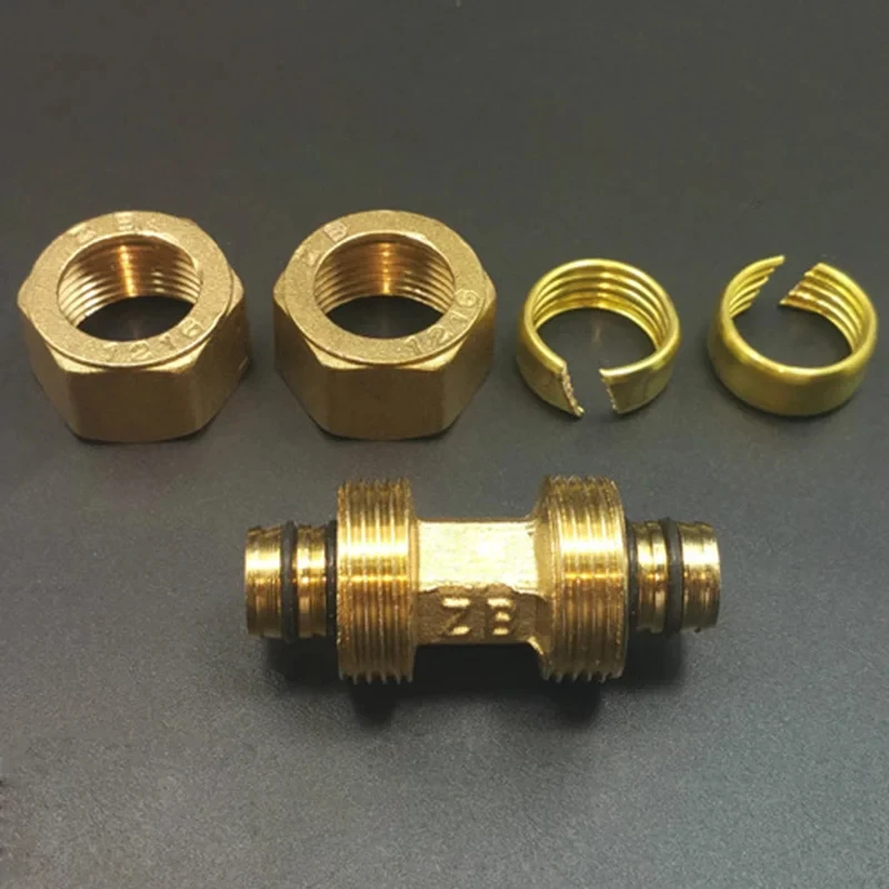 Brass Straight Joints Aluminum Plastic Pipe Copper Reducing Connector 1216 1418 1620 2025 2632 Garden Quick Coupling For Hose