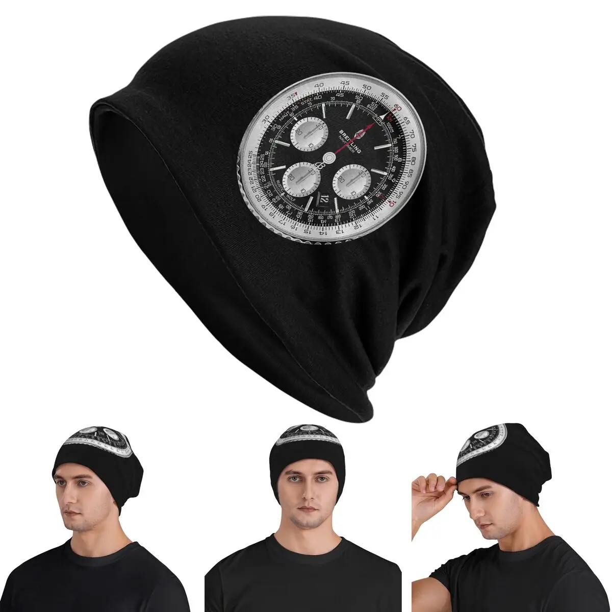

Черная роскошная теплая вязаная шапка с циферблатом в стиле хип-хоп, осенне-зимняя уличная шапка, шапки для взрослых унисекс