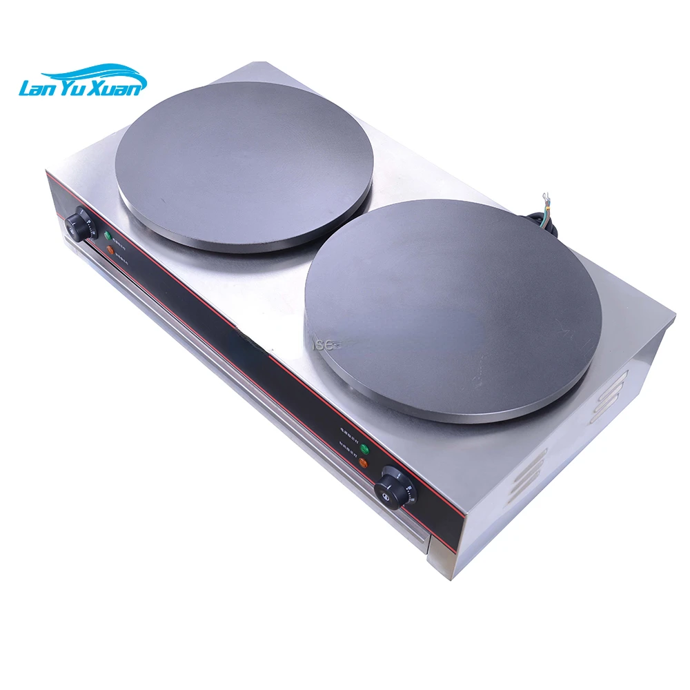 Electric Double Plate 40 CM Non-stick Crepe Maker Fruit Cream Pancake Making Machine