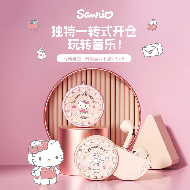 2024 New Sanrio Rotate Earclip Smart Bluetooth Earbuds Cute Girl Student Fashion Cinnamoroll Hellokitty Gifts To Friends