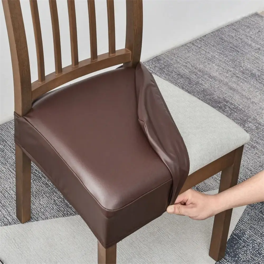 Square Shape PU Leather Chair Cover Oil-resistant Removable Waterproof Seat Protectors Anti-dirty Protection PU Leather