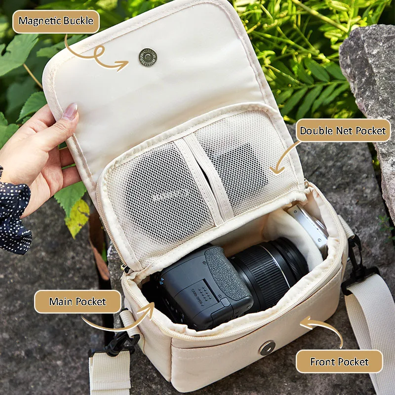 Women DSLR Shoulder Camera Bag Casual Crossbody Photography Bag Micro Single Bag for Canon Nikon Fujifilm