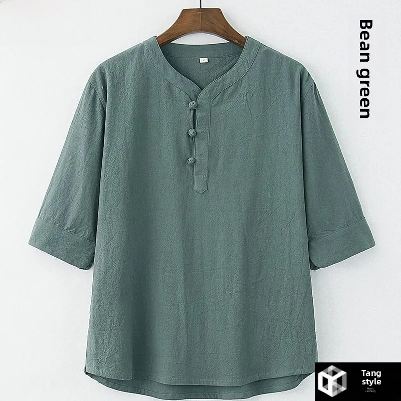 

Летняя мужская хлопково-льняная футболка ort Sve Seven Sve в китайском стиле ретро, повседневная одежда для ремонта чая Zen, одежда для брата