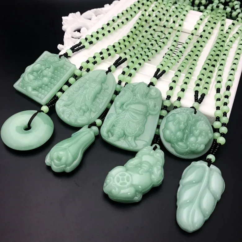 5pcs Hetian Jade Jasper Green Buddha Pendant Dragon Brand Necklace Pendant Fashion Charm Jewelry Lucky Amulet for Men Women