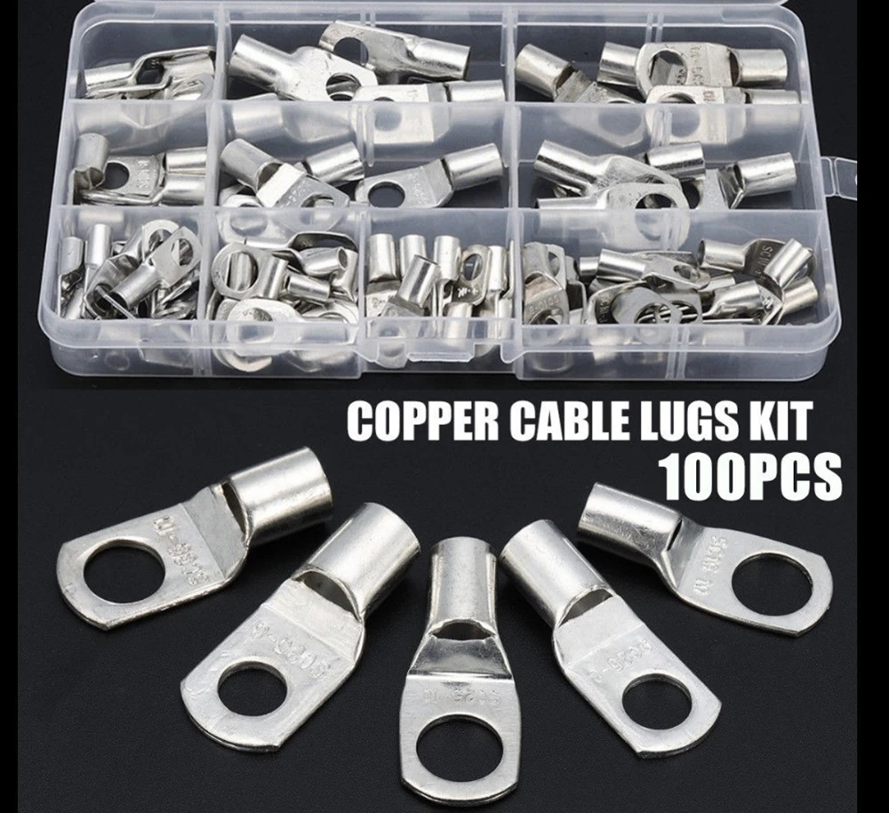 

100pcs SC6-6 ~SC35-10 Copper Cable Lug Battery Terminal Lug Crimper Assorted Kit