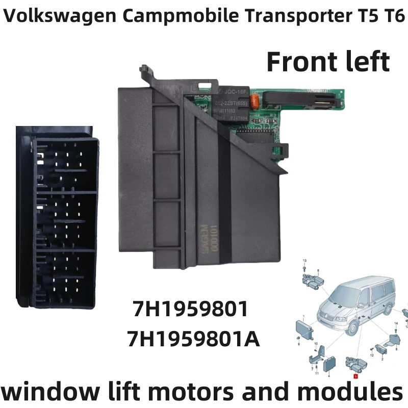 Fensterheber-Motormodul für VW Transporter T5 T6 Campmob Typ2 Transp 2003-2009 7H1959801 7H1959801A 7H1959802 7H1959802A NEU – Detail 3