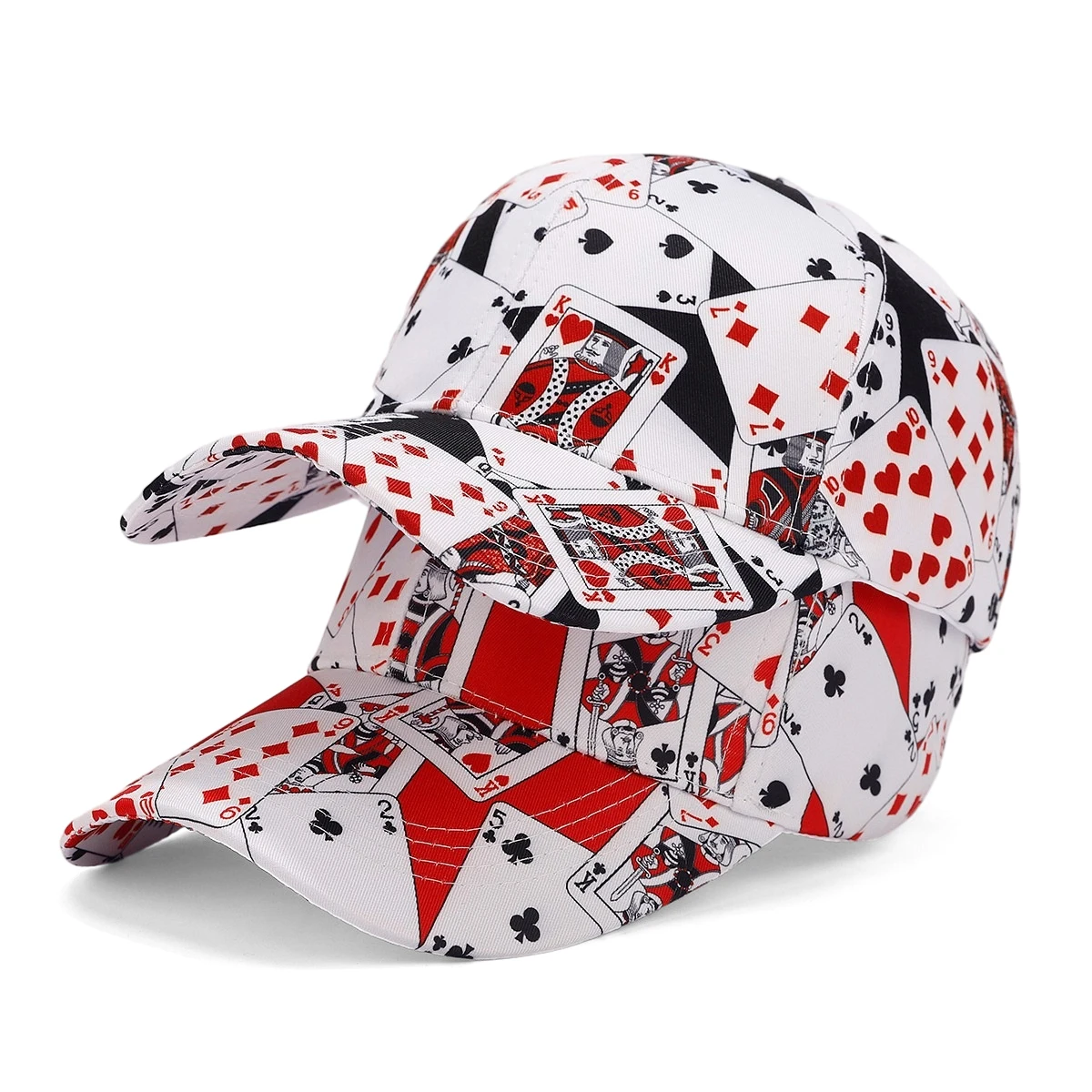Poker Pattern Baseball Caps Unisex Adjustable Sun Visor Hat Hip Hop Street Trend Casual Outdoor Fashion Men Women Daily Travel