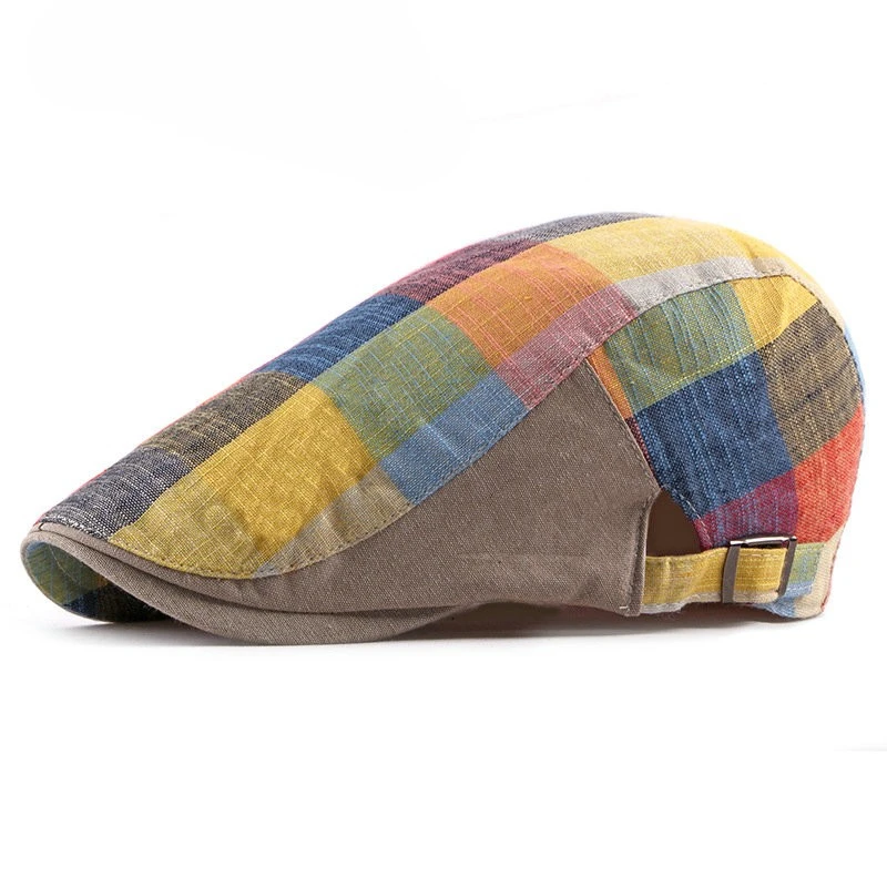 Stylish Berets Hats Multicolor Plaid Herringbone Caps for Men & Women