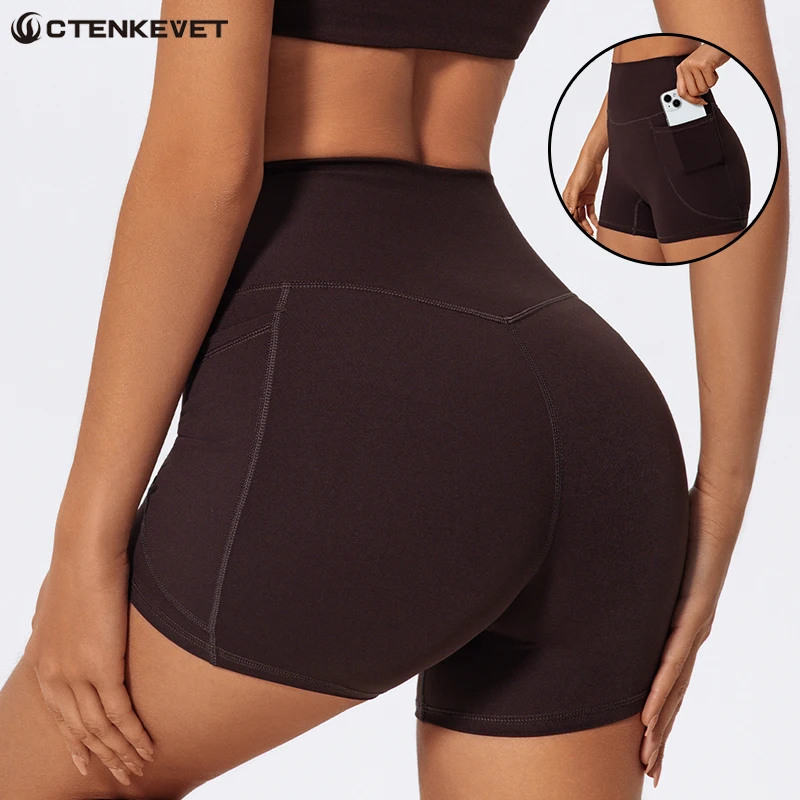 

Summer Pocket Style Quick-Dry Sports Shorts Women Gym High Waist Tight Yoga Pants Female Running Breathable Fitness Shorts