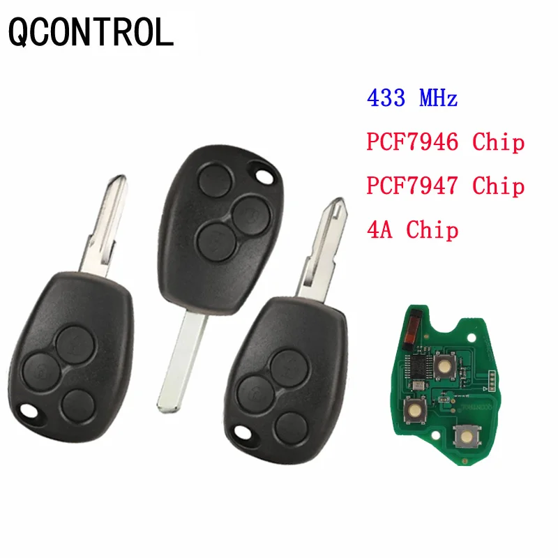 

QCONTROL 434MHz Remote Key PCF7946/pcf7947/4A Chip For Renault Trafic Vivaro Primastar Movano Replacement Control Fob Keyless