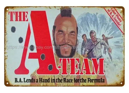 dorm room wall decor 1984 The A-Team Board Game metal tin sign