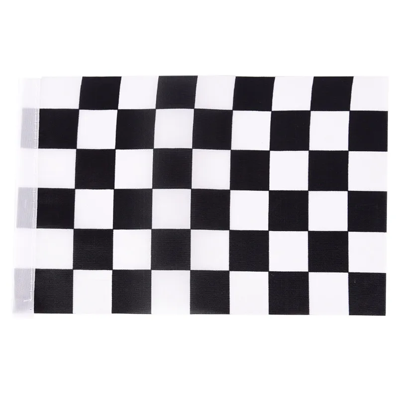 Bandera de carreras a cuadros en blanco y negro, banderas de poliéster, banderas de señal de mano, 5 uds.