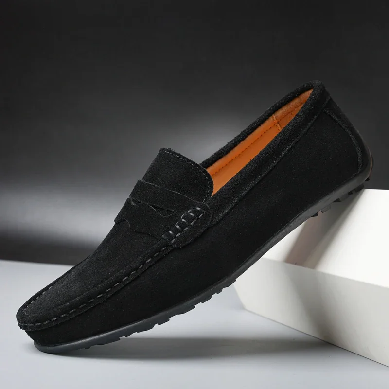 High Quality Leather Men Loafers  Slip on Mens Casual Shoes Fashion Flats Male Driving Shoes Moccasins Ten Colors Size 38-47