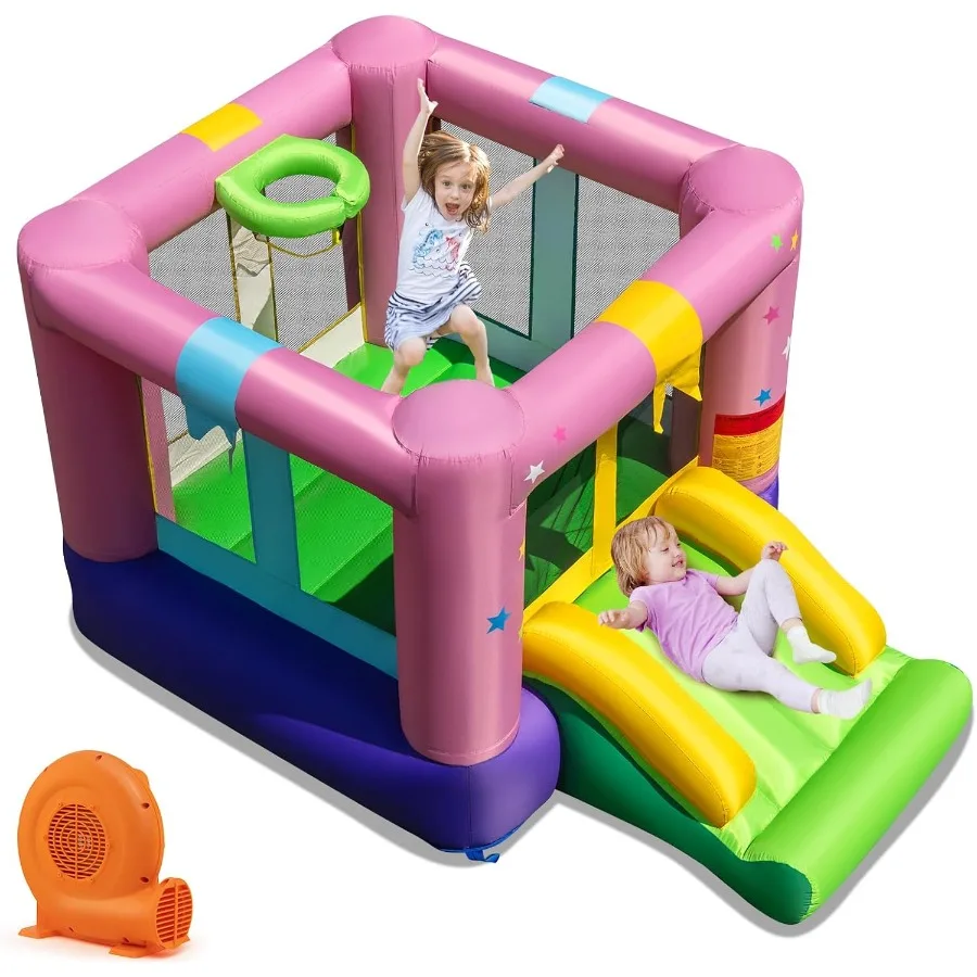 

Inflatable Bounce House with Slide Gift Box Themed Castle Slide Bouncer for Outdoor and Indoor Party Blow Up Toddler Jumping Bo